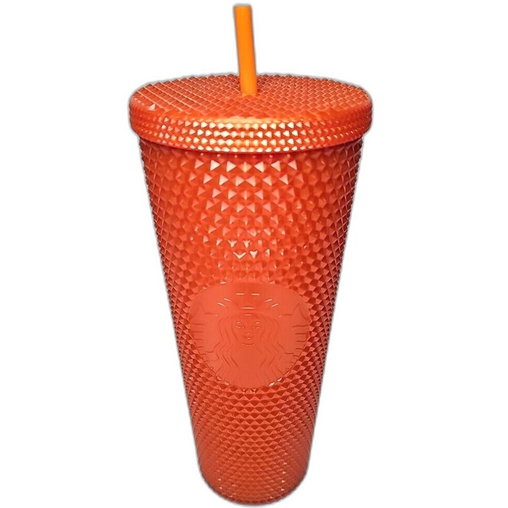 NEW Starbucks Pearlized Orange Studded Tumbler Cup 24 oz Venti Fall 2022 Bling
